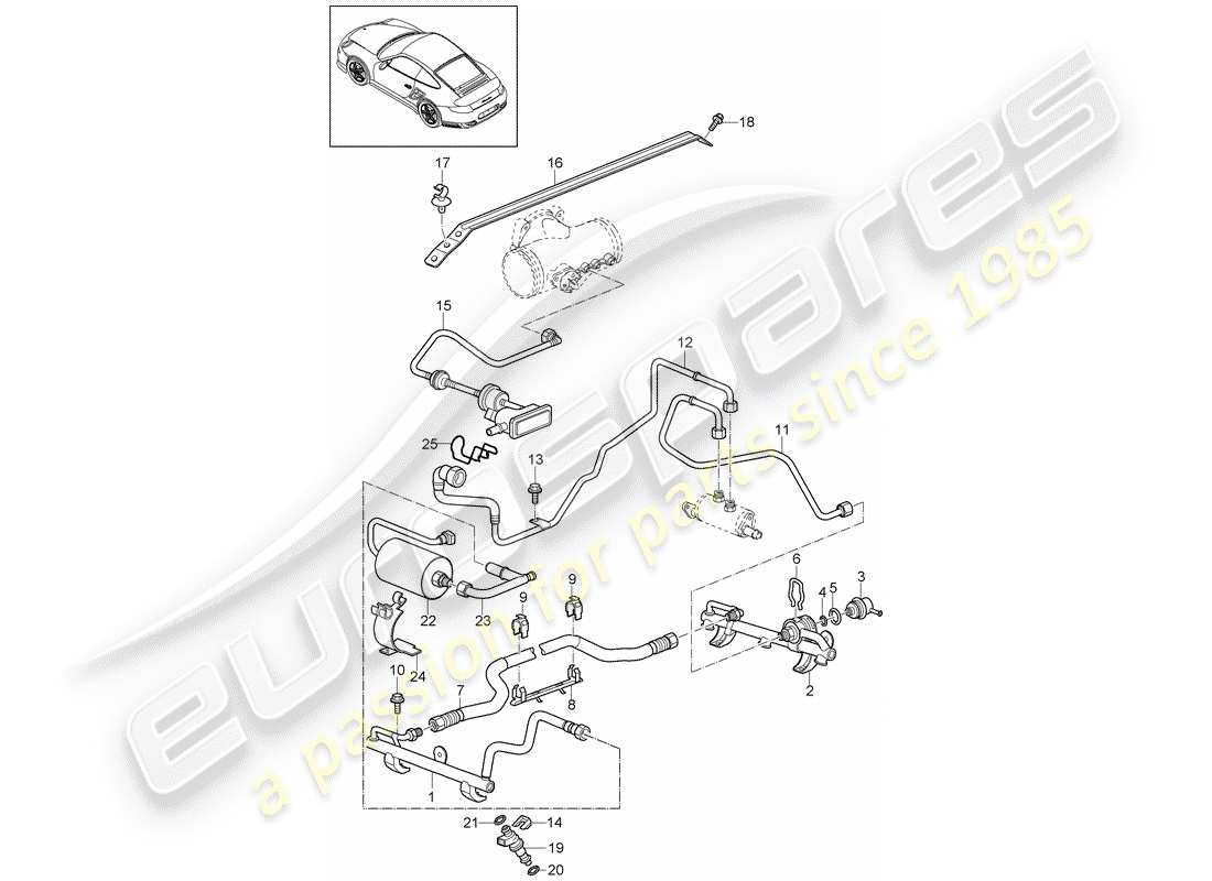 porsche 2012 (997-2 turbo / gt2 rs) kraftstoffsammelrohr ersatzteildiagramm