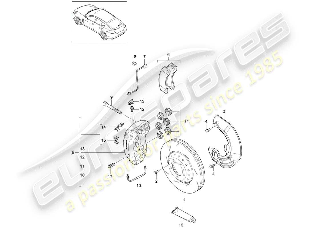 porsche 2012 (panamera 970) scheibenbremsen ersatzteildiagramm