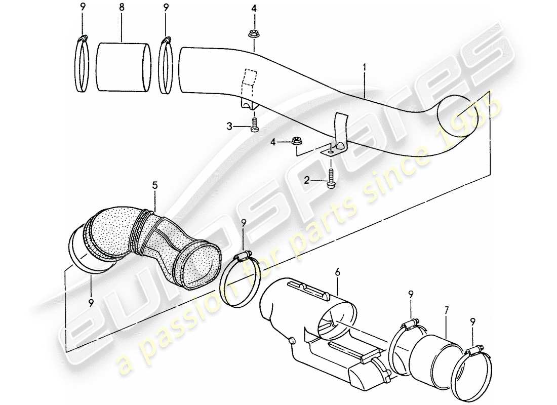 porsche 1998 (993) heizluftzufuhr ersatzteildiagramm
