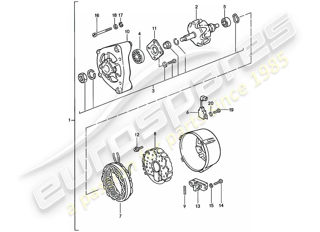 porsche 1977 (924) lichtmaschine - teilediagramm