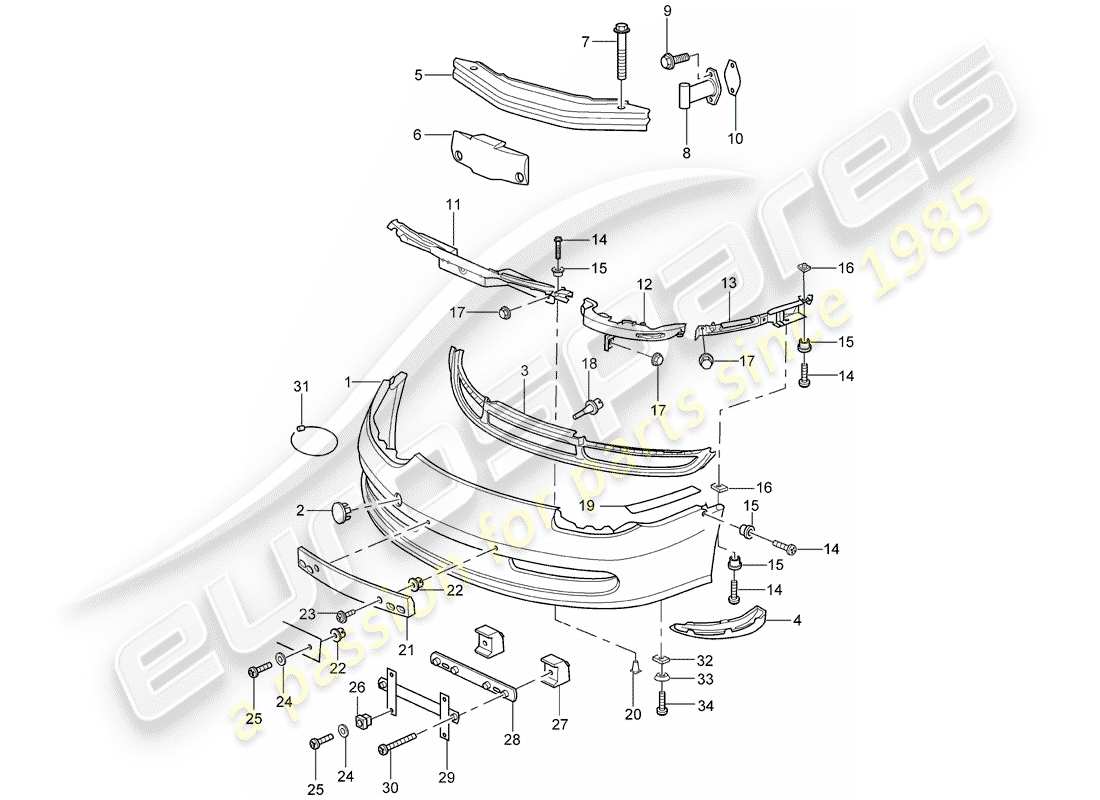 porsche 2005 (996) stoßstange ersatzteildiagramm