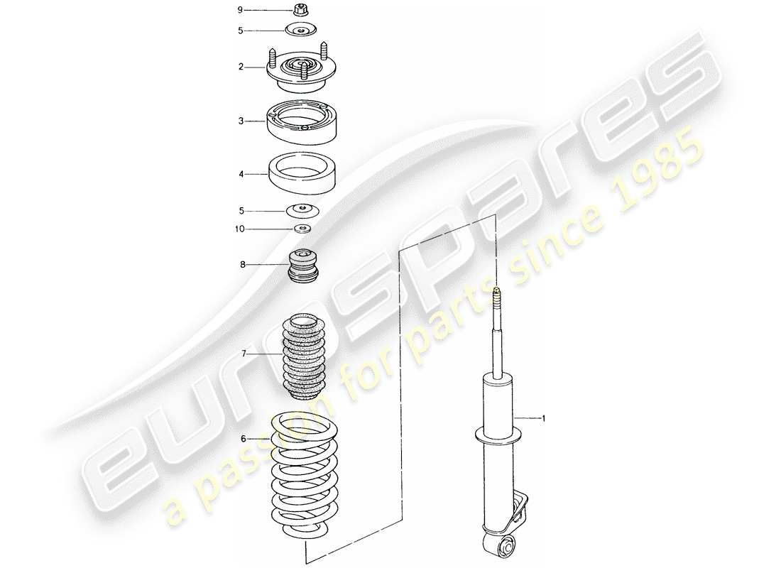 porsche 2005 (996) stossdämpfer - schraubenfeder ersatzteildiagramm