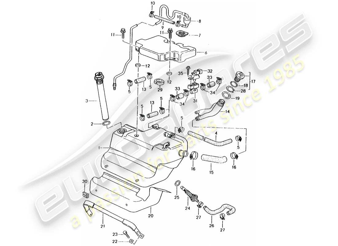 porsche 1996 (993) kraftstofftank teilediagramm