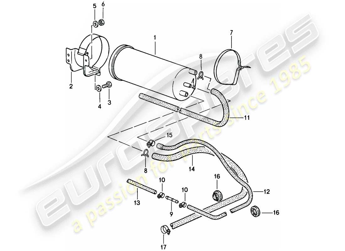 porsche 1986 (911) verdunstungsemissionsbehälter teilediagramm