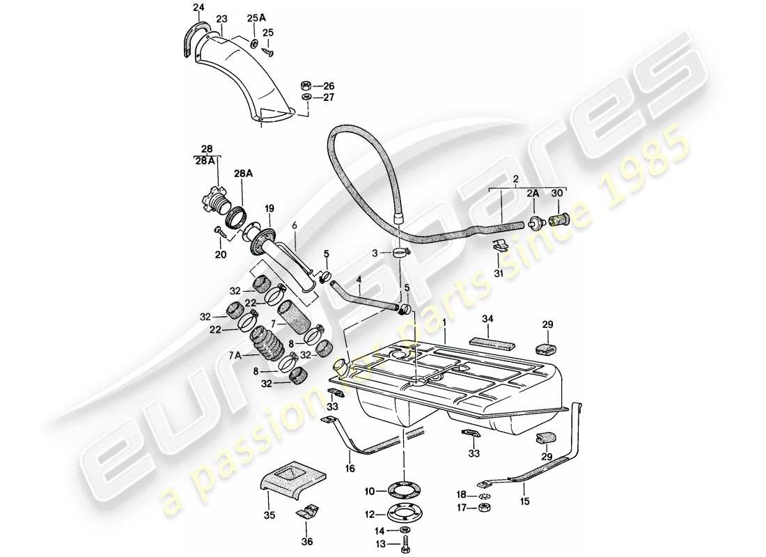 porsche 1977 (924) kraftstofftank teilediagramm