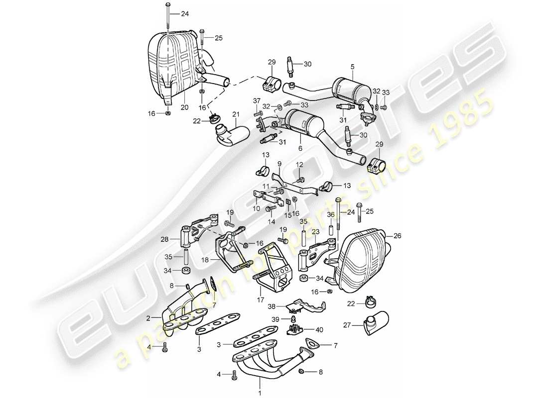 porsche 2005 (996) auspuffanlage - d - mj 2002>> ersatzteildiagramm