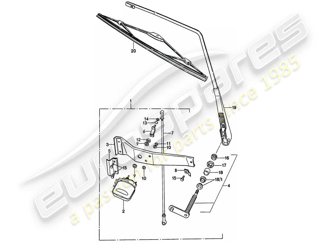 porsche 1977 (911) heckscheibenwischer - d >> - mj 1975 ersatzteildiagramm