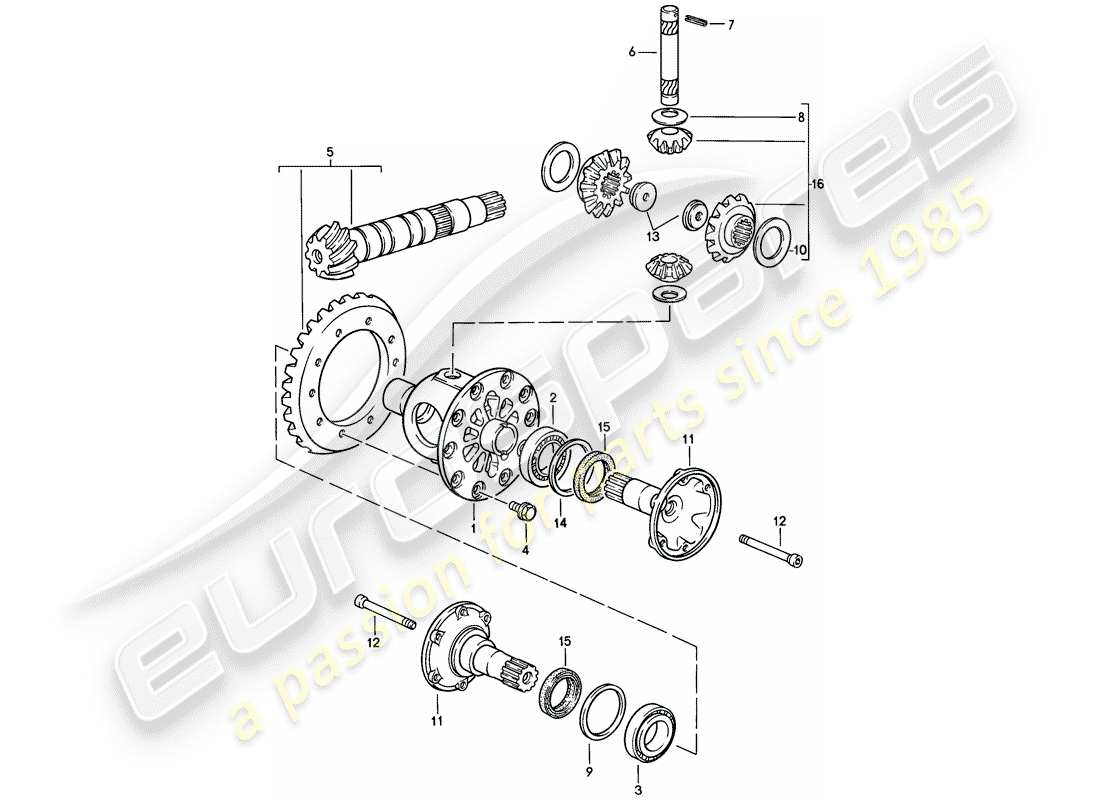 porsche 1983 (944) differential - für - schaltgetriebe ersatzteildiagramm
