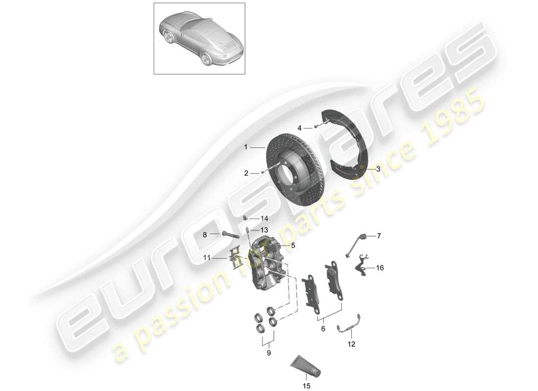 porsche 2013 (991-1) scheibenbremsen teilediagramm