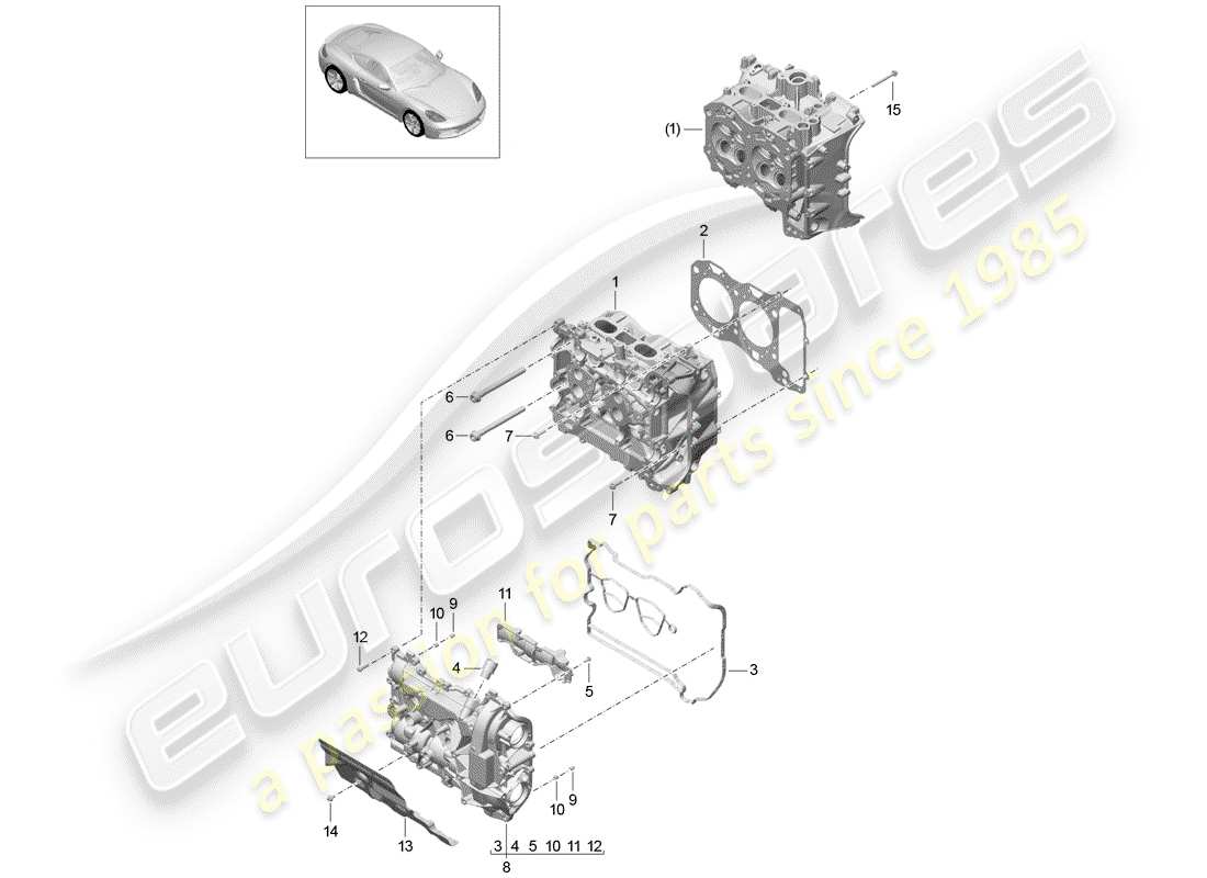 porsche 2020 (718 cayman) zylinderkopf teilediagramm