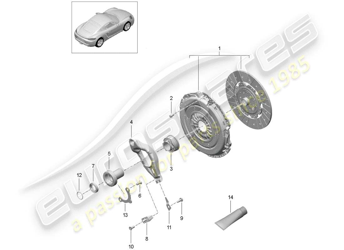 porsche 2020 (718 cayman) kupplung teilediagramm