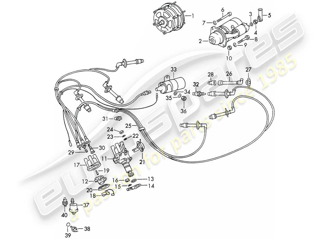 porsche 1973 (911) motorelektrik teilediagramm