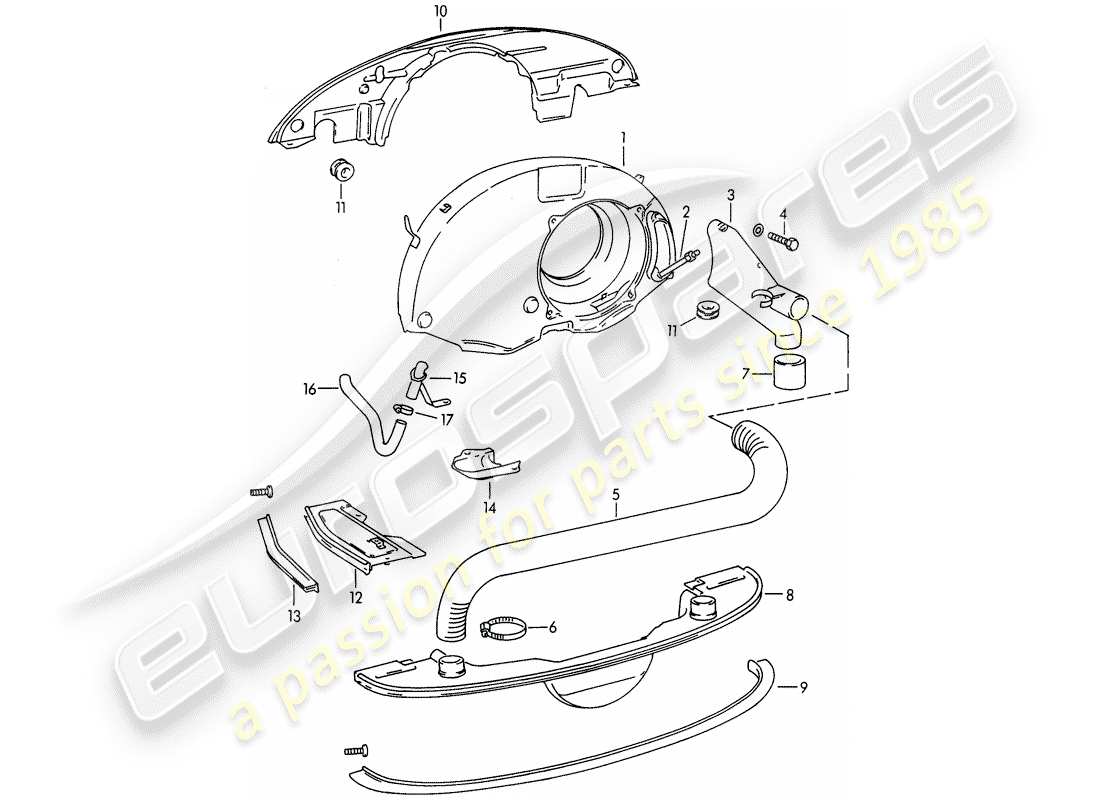 porsche 1964 (356b/356c) luftkühlung - heizung - neues design ersatzteildiagramm