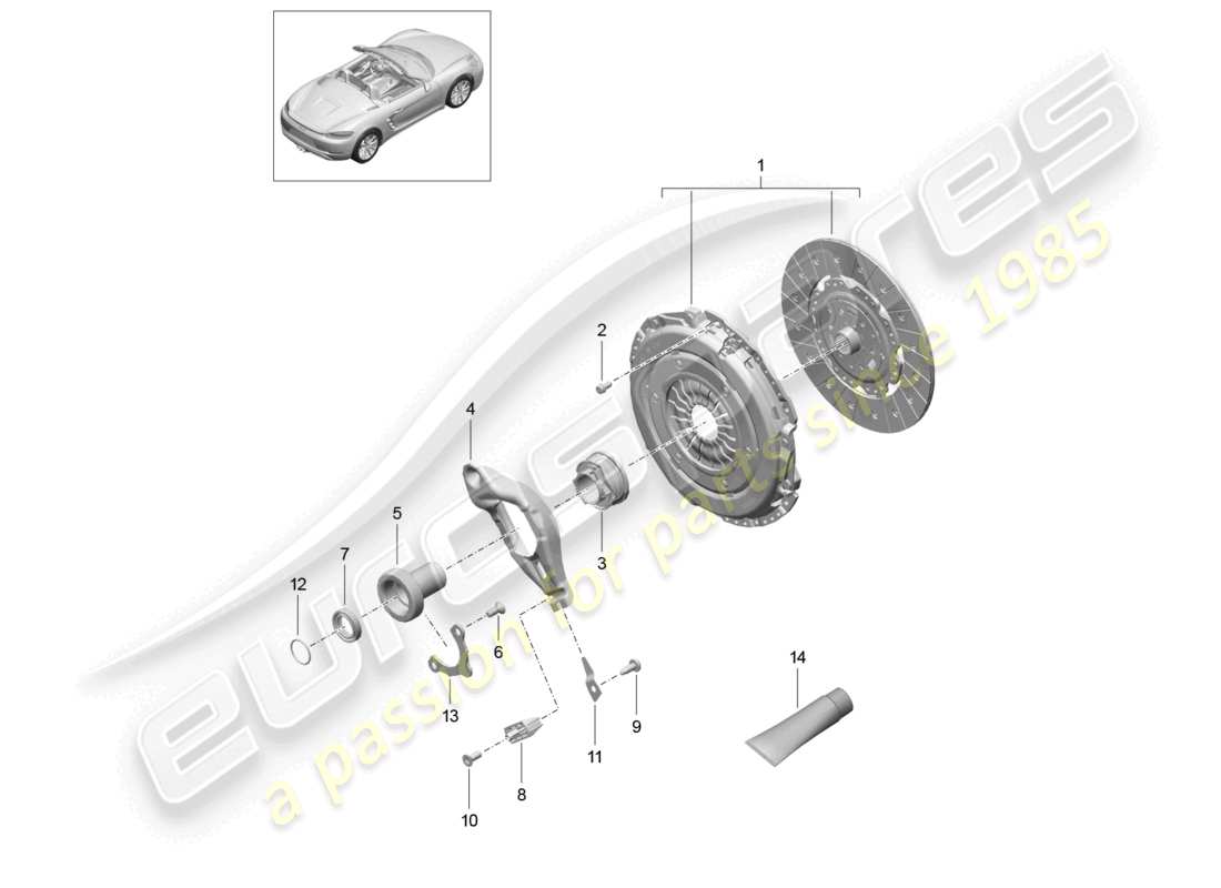porsche 2020 (718 boxster) kupplung teilediagramm