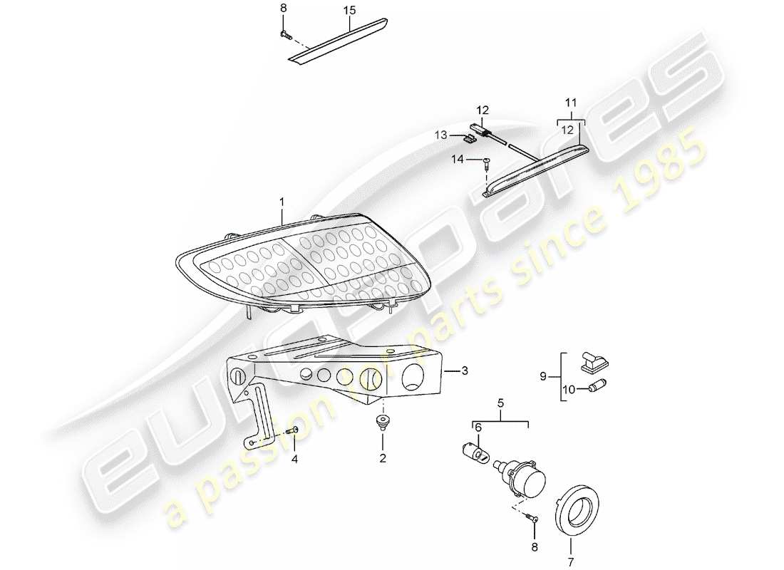 porsche 2004 (carrera gt) rücklicht - kennzeichenlicht - zusätzliches bremslicht teilediagramm