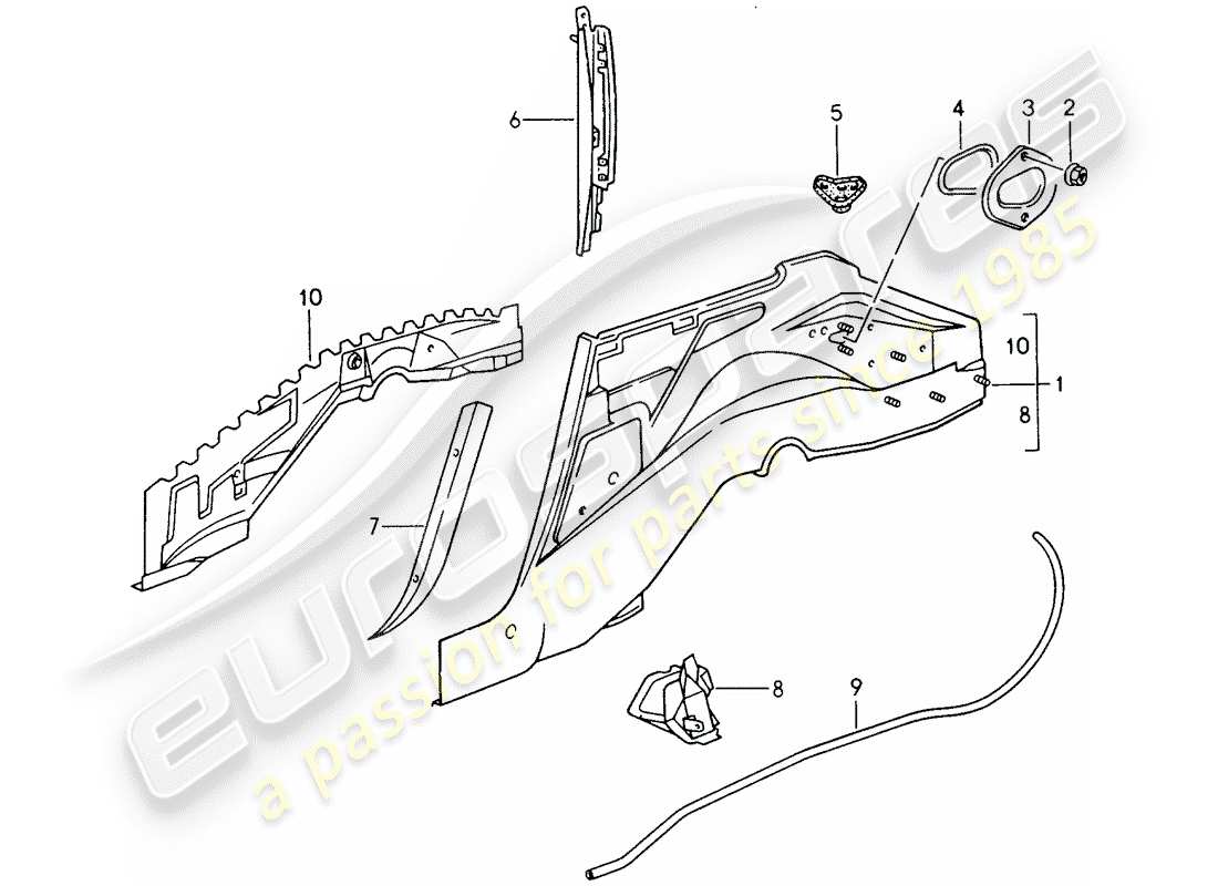 porsche 1994 (993) radgehäuse ersatzteildiagramm