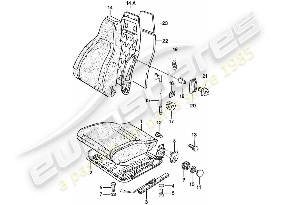 porsche 1987 (924s) vordersitz - einzelteile - stoff ersatzteildiagramm