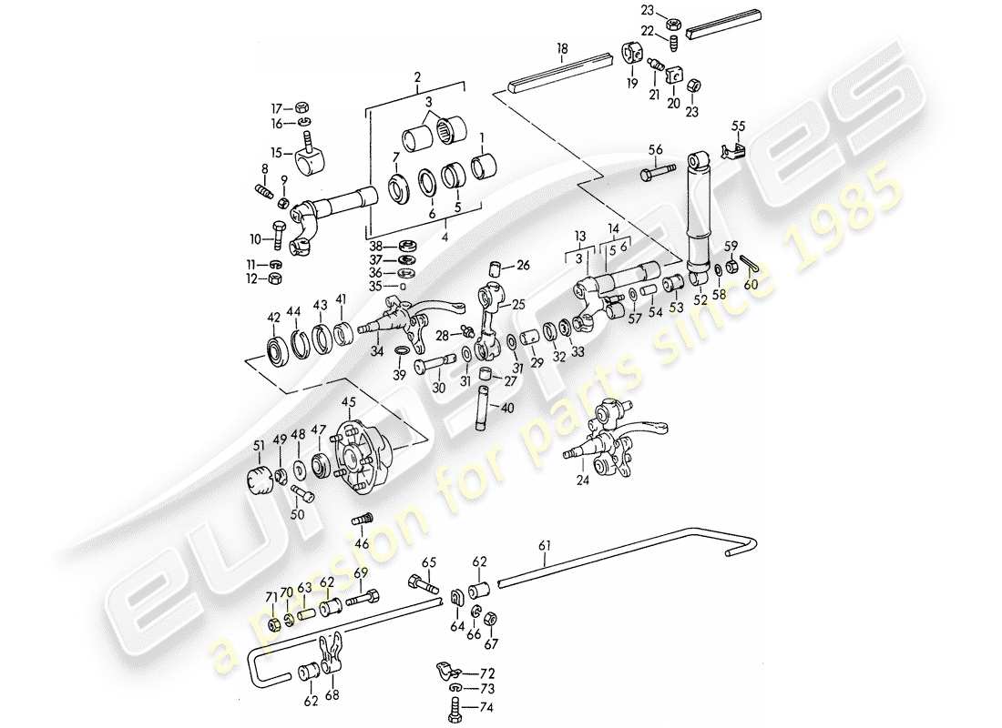 porsche 1962 (356b/356c) vorderachse - schmierstoffe ersatzteildiagramm