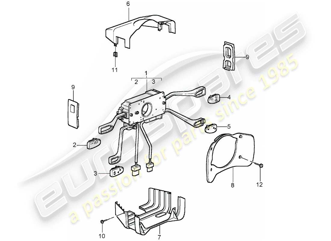 porsche 2005 (996 gt3) lenkstockschalter ersatzteildiagramm