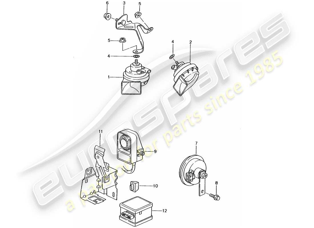 porsche 2004 (996) fanfare hupe - hupe - alarmsystem ersatzteildiagramm