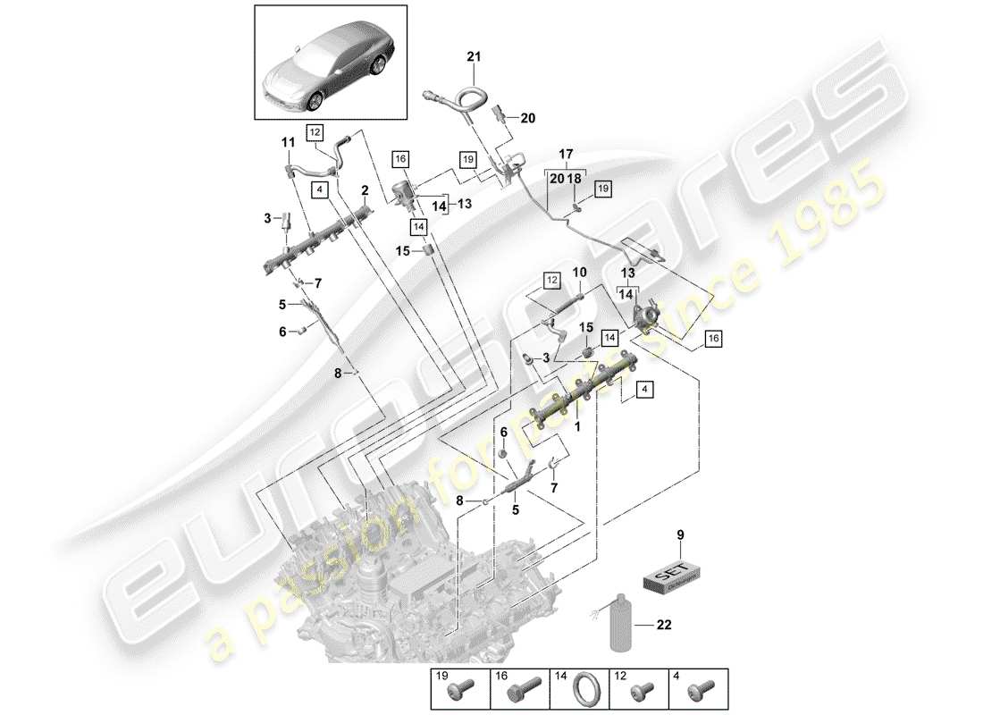 porsche panamera 971 (2018) kraftstoffsammelrohr ersatzteildiagramm