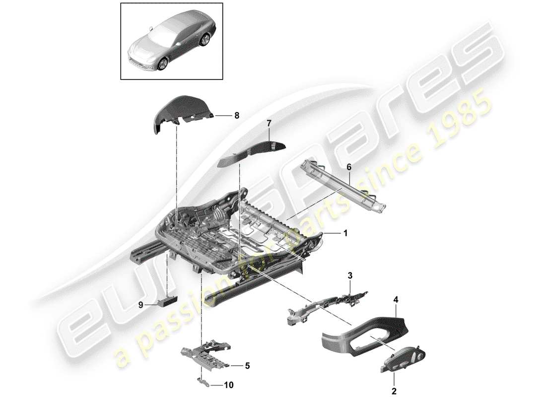 porsche 2018 (panamera 971-1) sitzrahmen teilediagramm