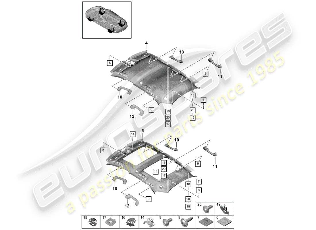 porsche 2020 (panamera 971-1) zubehör teilediagramm