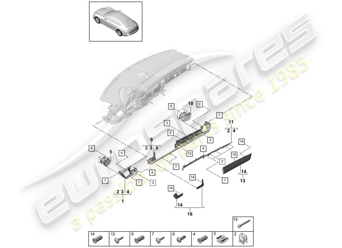 porsche 2020 (panamera 971-1) zubehör teilediagramm