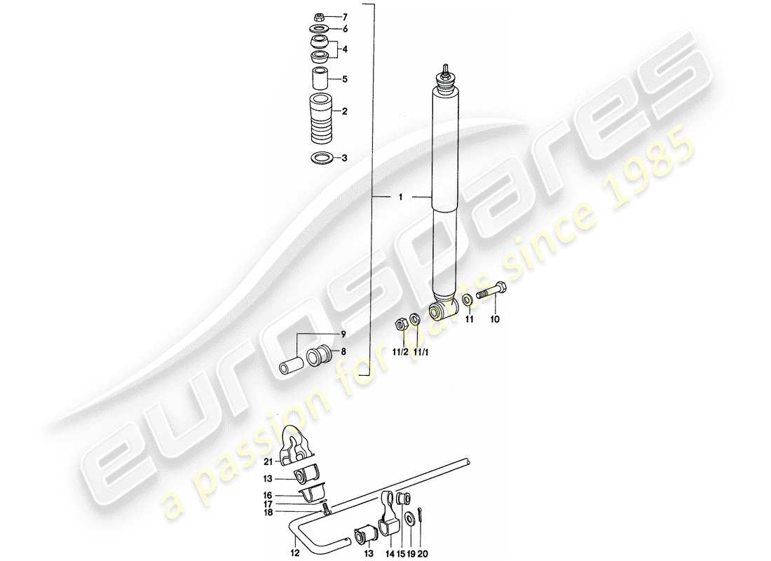 porsche 1977 (911) vibrationsdämpfer - stabilisator ersatzteildiagramm
