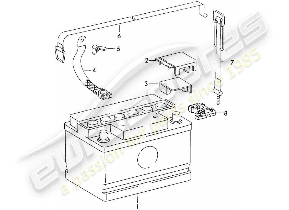 porsche 1973 (911) batterie teilediagramm