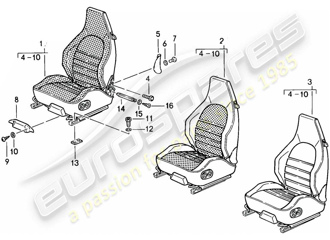 porsche 1986 (911) sportsitz - komplett - d - mj 1985>> ersatzteildiagramm