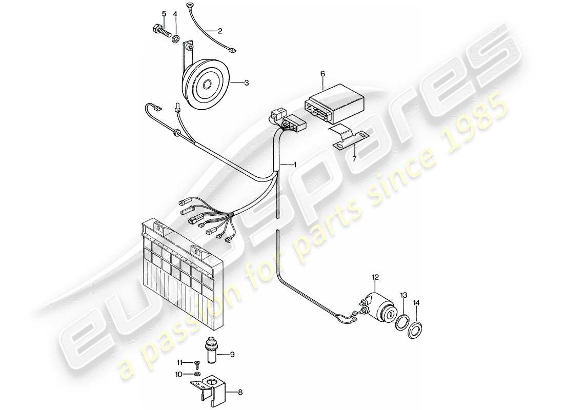 porsche 1981 (924) alarmsystem teilediagramm