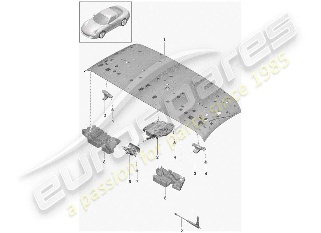 porsche 2017 (991-2) top frame ersatzteildiagramm