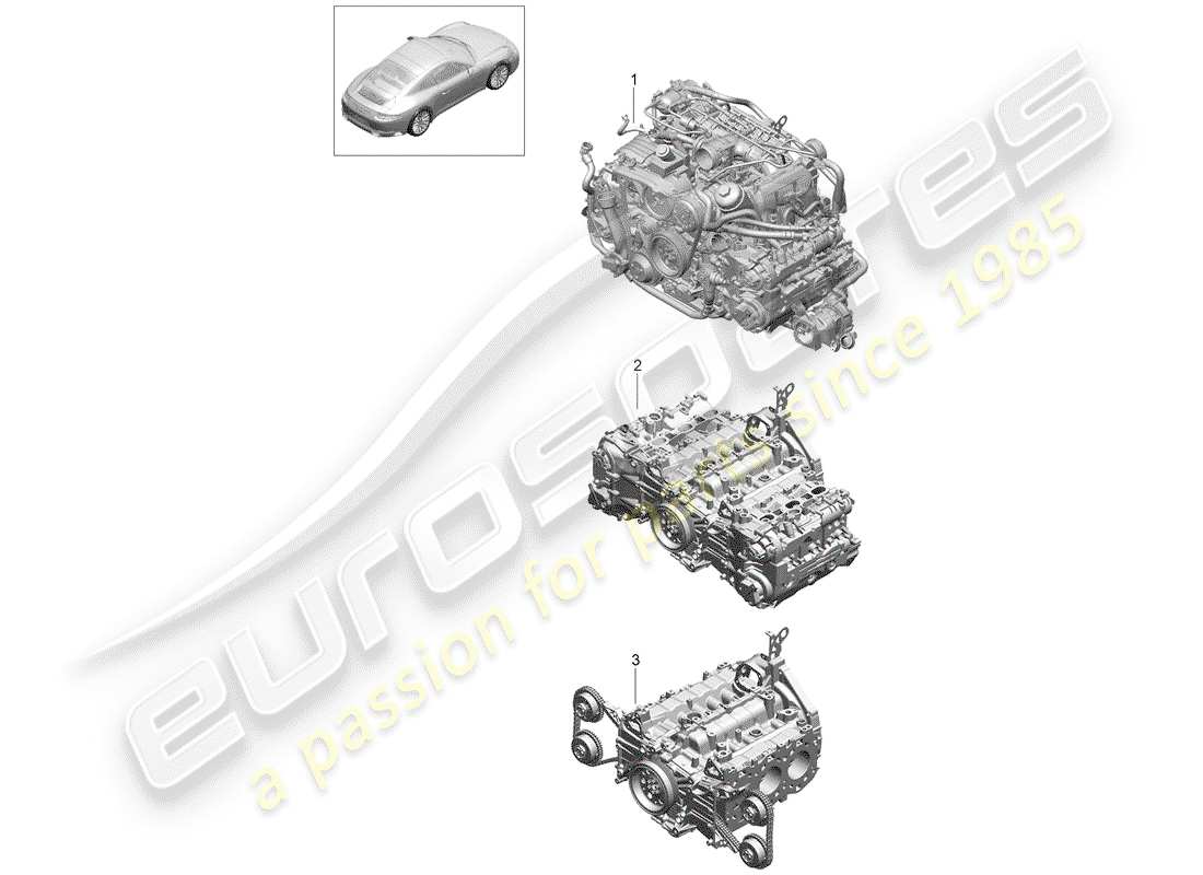 porsche 2017 (991-2) ersatzteildiagramm für den motorersatz