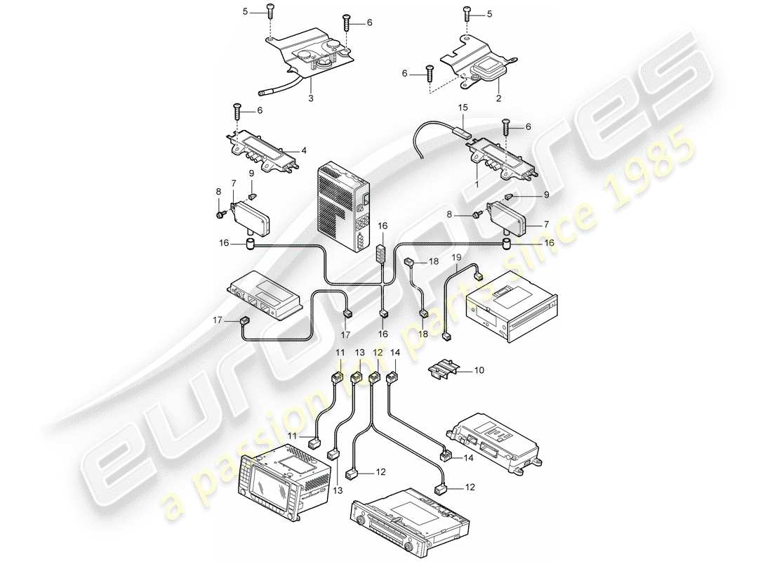 porsche 2007 (cayenne e1 9pa) antennenverstärker teilediagramm