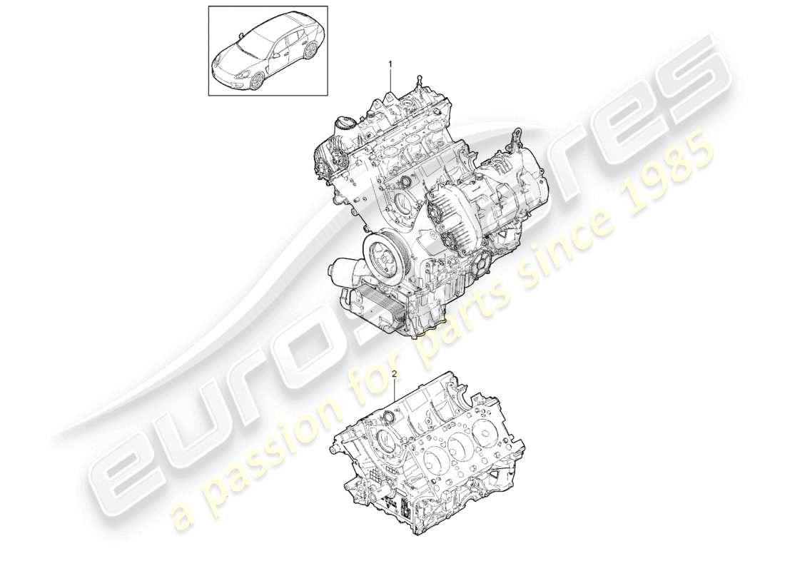 porsche 2010 (cayenne e1 9pa) basismotor, kurzer block teilediagramm