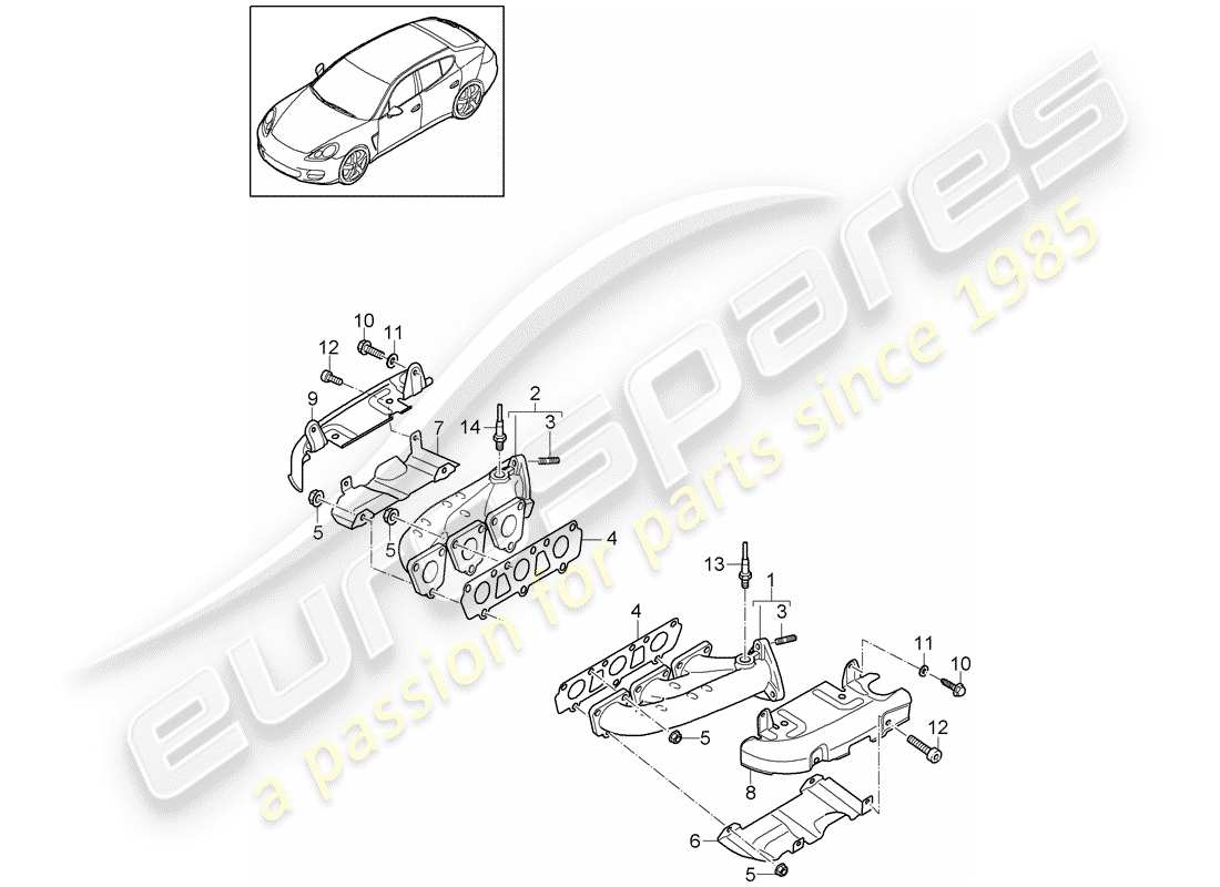 porsche 2011 (panamera 970) auspuffanlage teilediagramm