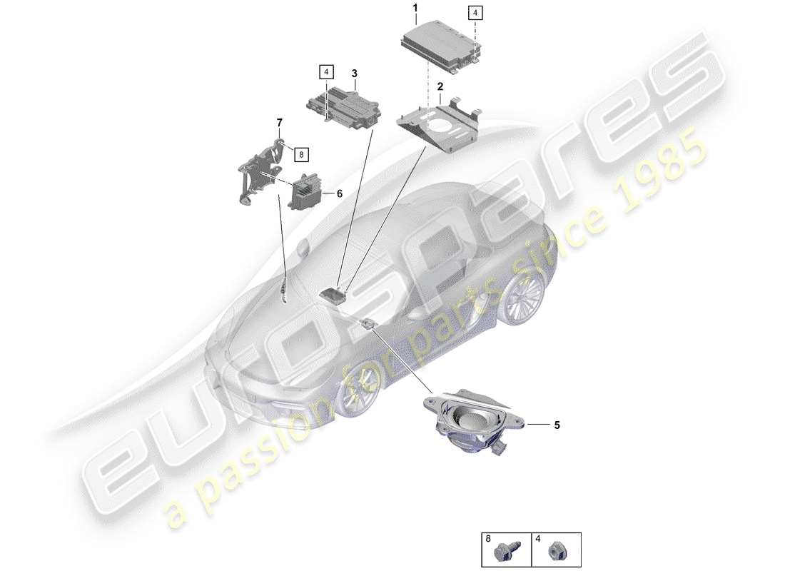 porsche 2019 (718 boxster spyder) verstärker teilediagramm