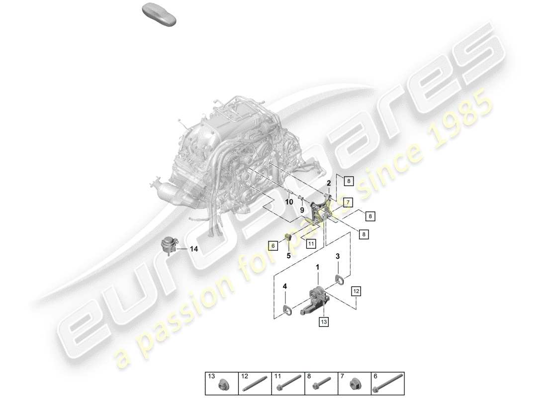 porsche 2020 (718 boxster spyder) motorhebezug ersatzteildiagramm