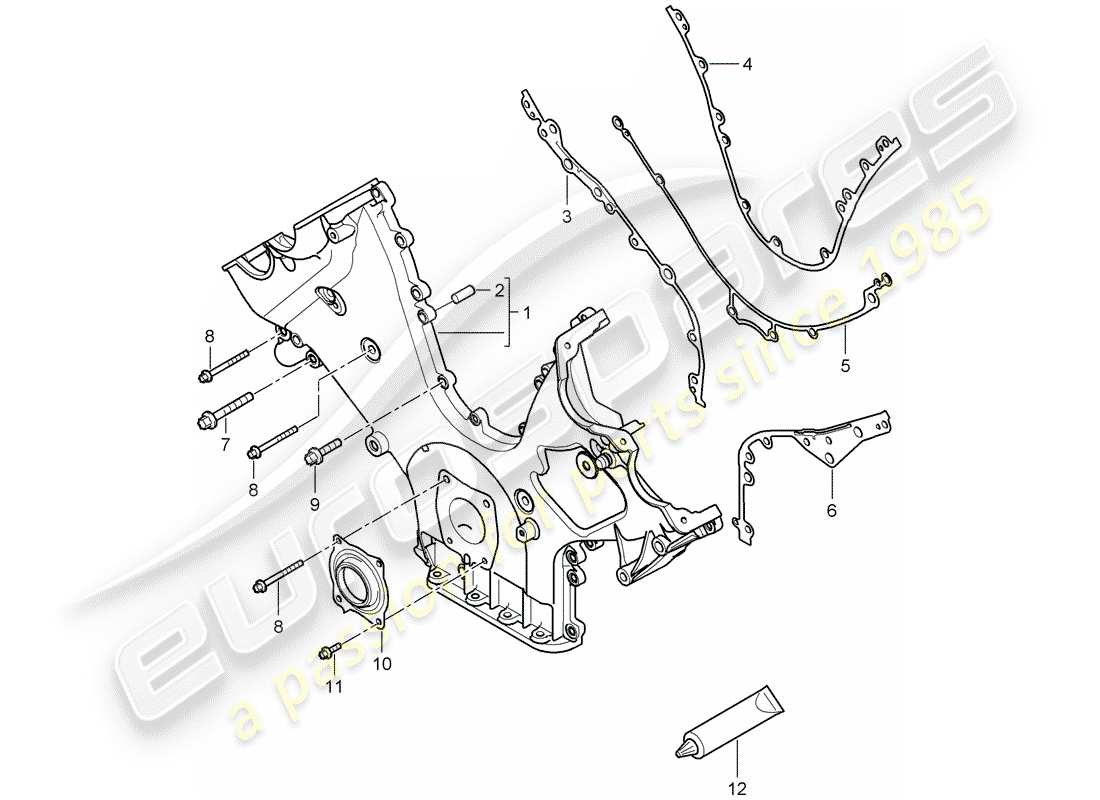 porsche 2010 (cayenne e1 9pa) abdeckung für steuerkette teilediagramm