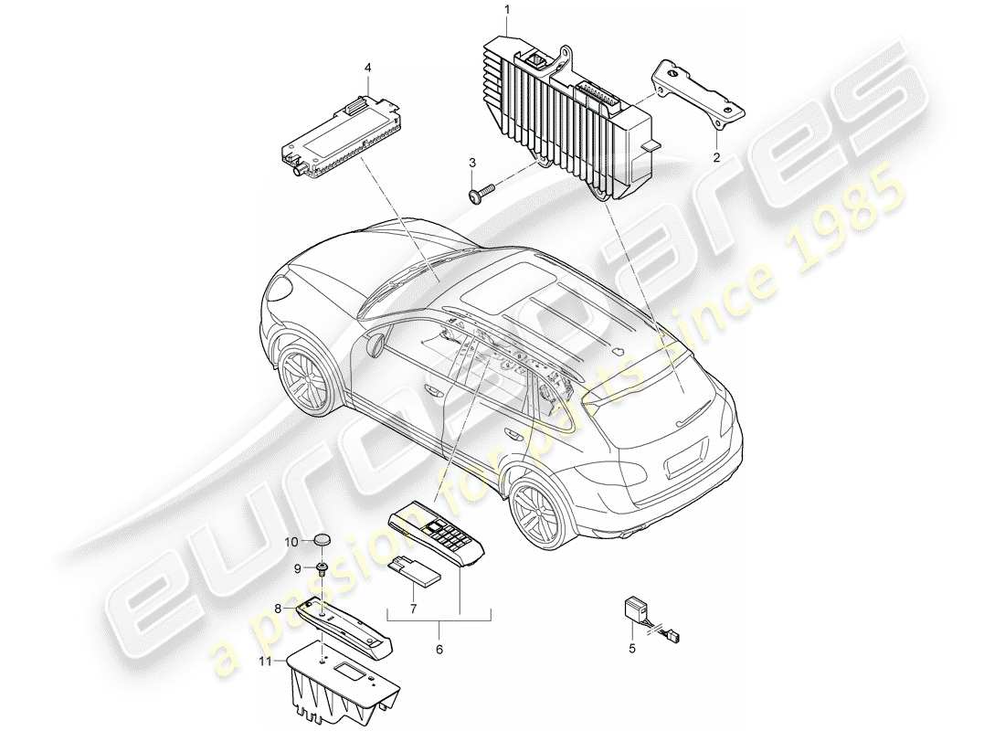 porsche 2011 (cayenne e2 92a) verstärker teilediagramm