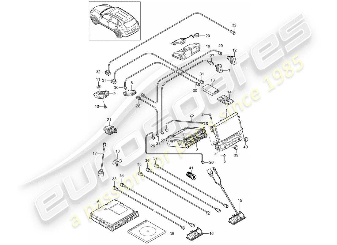 porsche 2011 (cayenne e2 92a) bedieneinheit teilediagramm