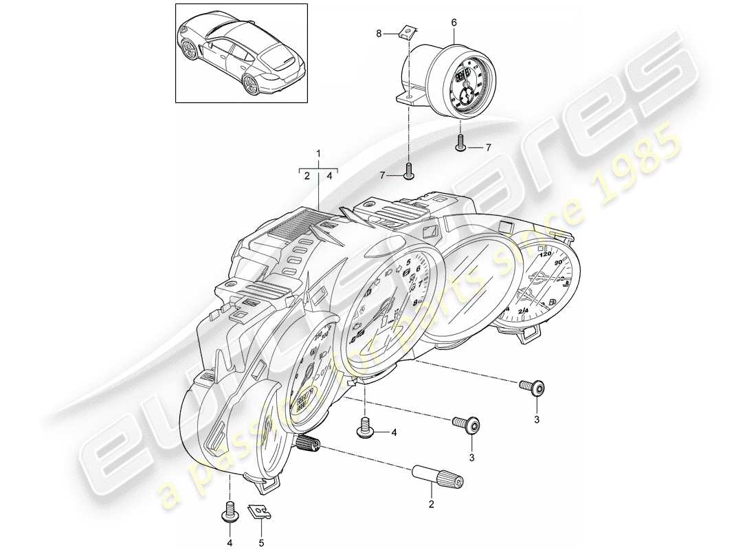 porsche 2012 (panamera 970) instrumente teilediagramm