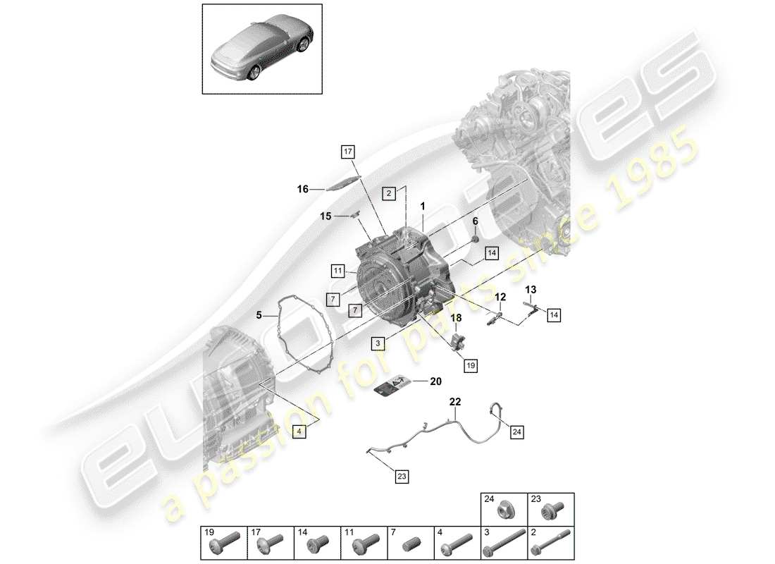porsche 2017 (panamera 971-1) fahrmotor für elektrische antrieb teilediagramm