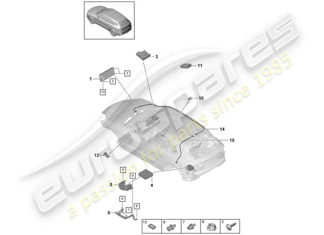 porsche 2020 (cayenne e3 9ya/9yb) display-ersatzteildiagramm