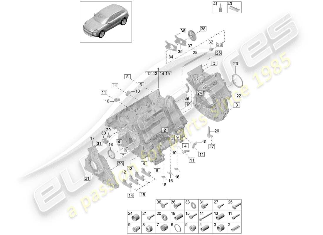 porsche 2020 (macan) kurbelgehäuse-teilediagramm
