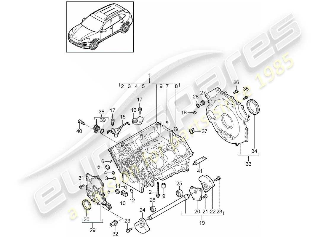 porsche 2011 (cayenne e2 92a) kurbelgehäuse teilediagramm