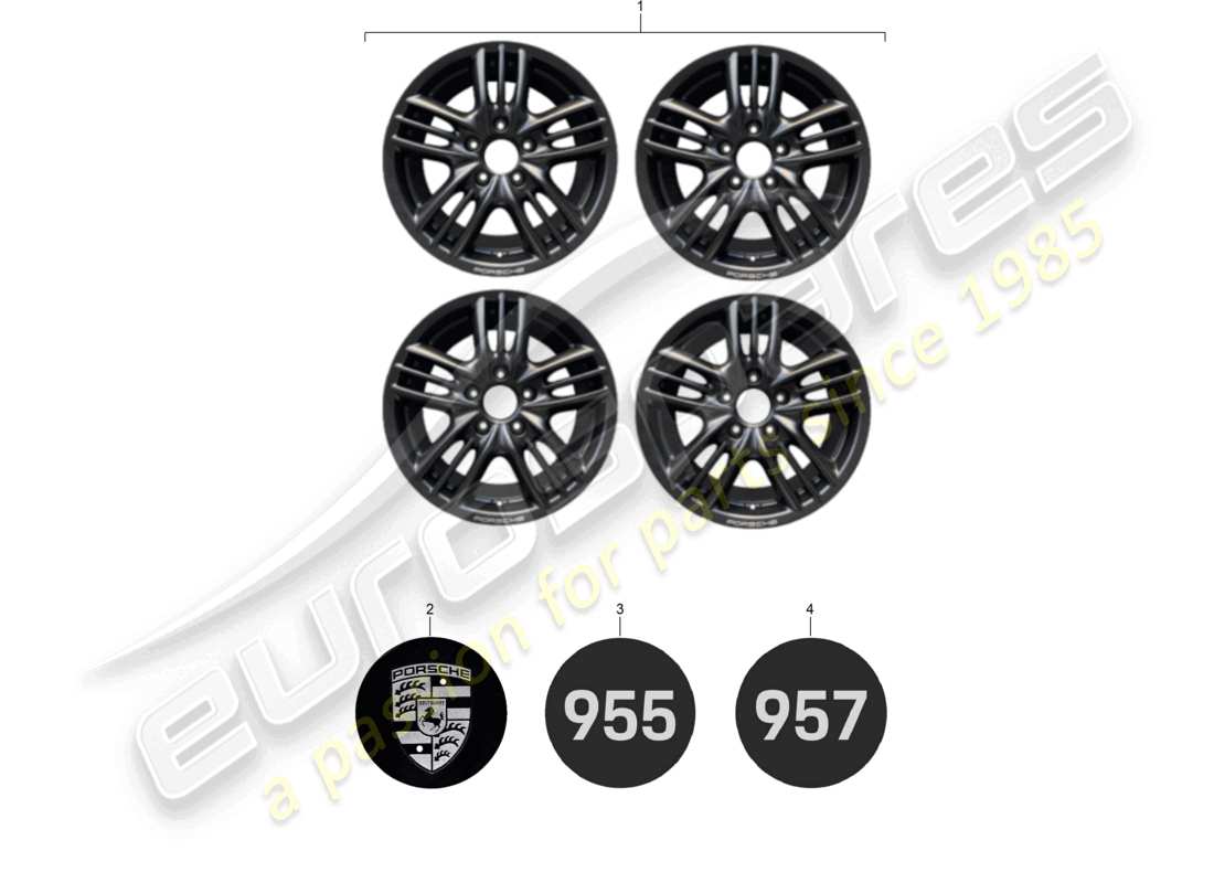 porsche 2008 (cayenne e1 9pa) radsatz 18 offroad nicht für: turbo turbo s nicht für: pccb teilediagramm