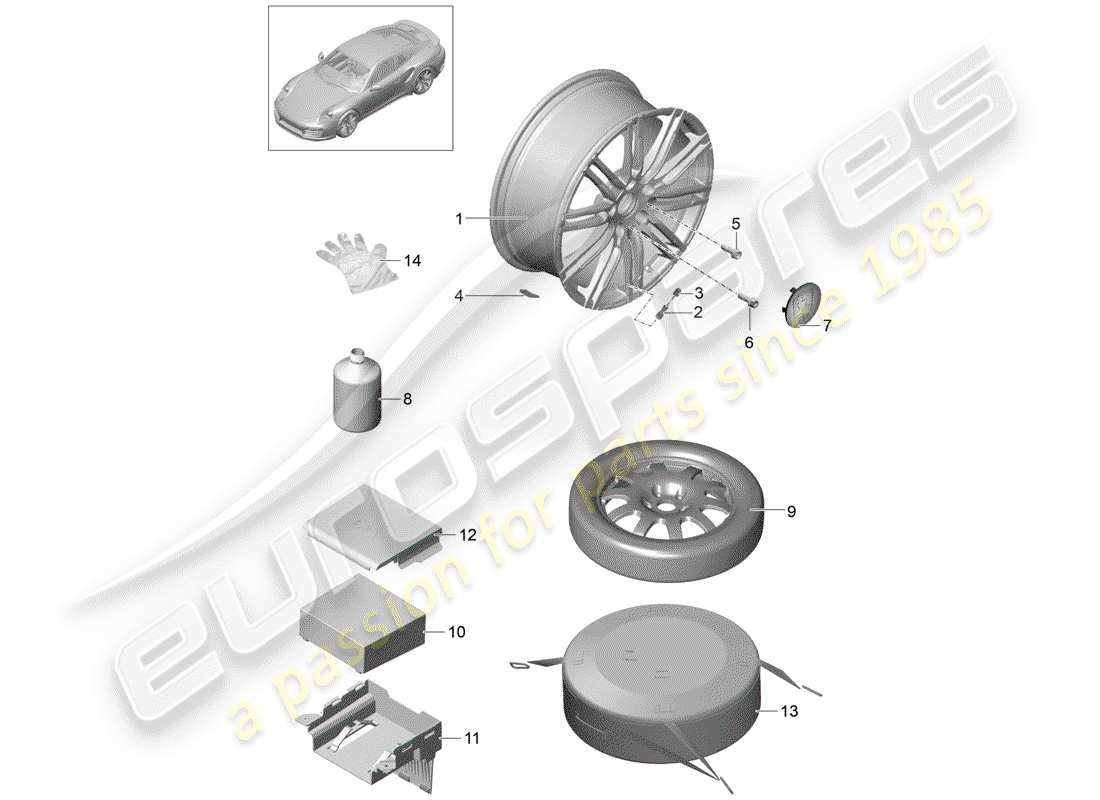 porsche 2017 (991-2 turbo) leichtmetallfelgen-ersatzteildiagramm