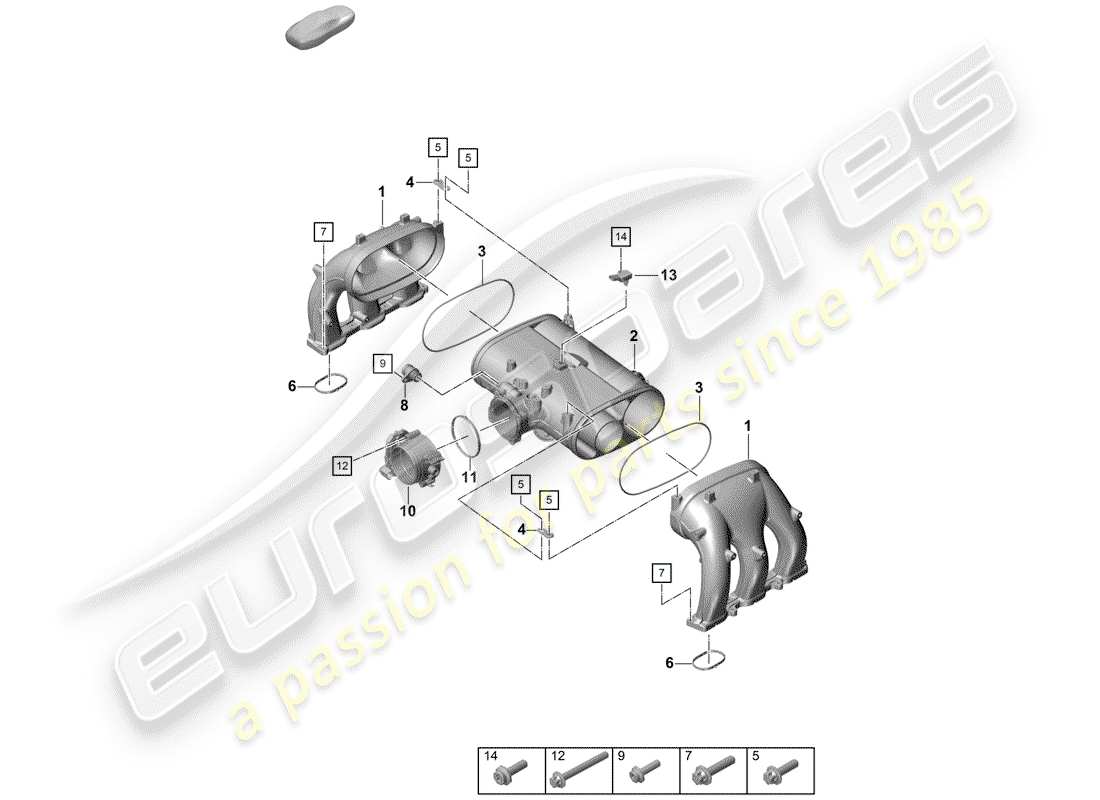 porsche 2020 (718 boxster spyder) ansaugluftverteiler teilediagramm